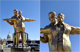 டைட்டானிக் காதல்! வாஷிங்டனில் டிரம்ப் - எப்ஸ்டீனுக்கு சிலை வைத்து மர்ம நபர்கள் கிண்டல்!