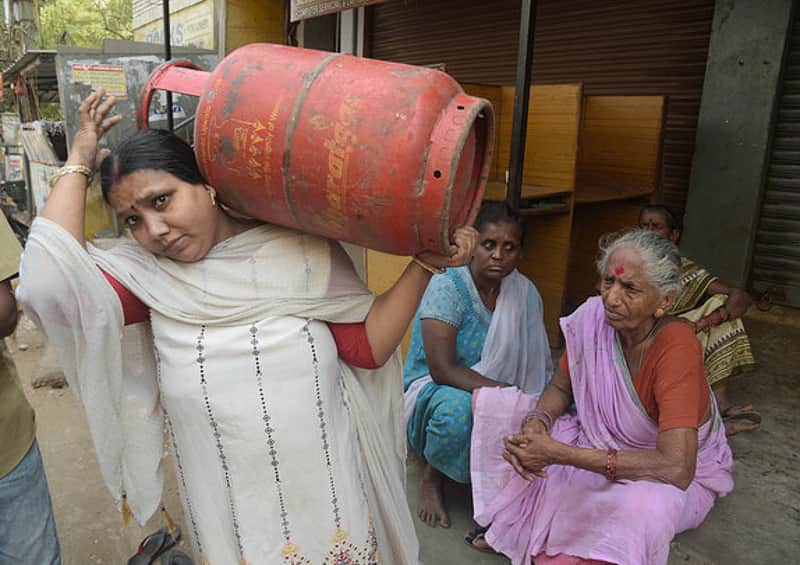 The public gather at an LPG agency to enquire about cylinder availability amid concerns over supply disruptions linked to the ongoing Iran-Israel-US c