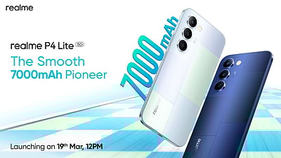 30 மணி நேர பேட்டரி திறன்! மார்ச் 19-ல் அறிமுகமாகிறது ரியல்மி பி4 லைட்!