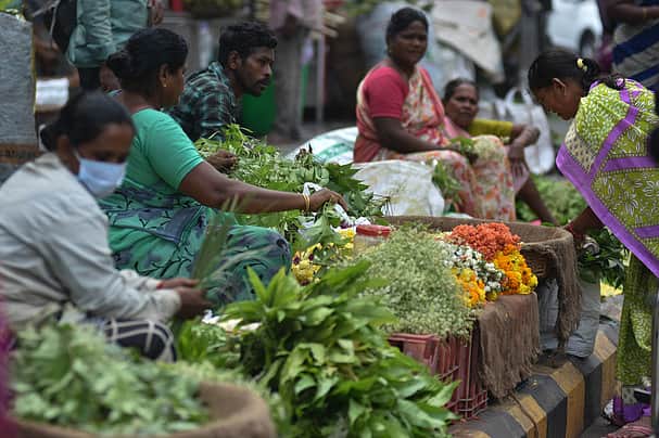 <P>People buying Ugadi pickle and pooja ingredients ahead of the festival in Vijayawada, on Wednesday. Express photo by Prasant Madugula</P>