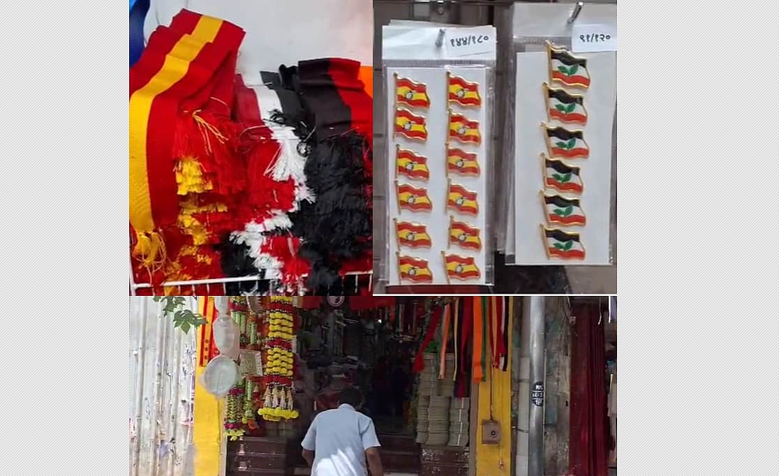 களைகட்டும் கட்சி கொடிகள், துண்டு, தொப்பிகள் விற்பனை 