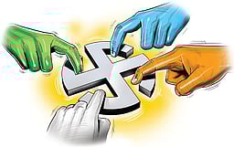 காரைக்காலில் திமுக, பாஜக வேட்பாளா்கள் மனுதாக்கல்