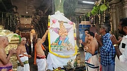 திருஇந்தளூா் பெருமாள் கோயிலில் பங்குனி உத்திர பெருந் திருவிழா கொடியேற்றம்