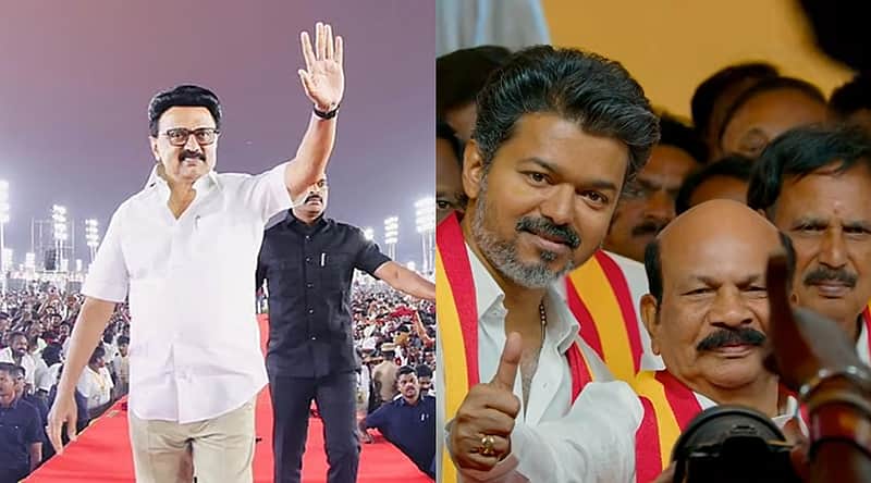 Chief Minister Stalin and V.S. Babu with Vijay.