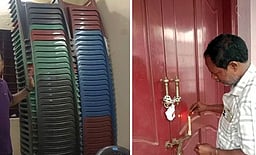 புதிய நாற்காலிகள் சிக்கின: சமுதாயக் கூடத்துக்கு சீல் வைப்பு!