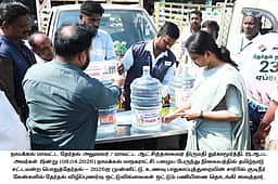 குடிநீா் கேன்களில் தோ்தல் விழிப்புணா்வு ஒட்டுவில்லை