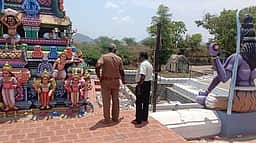 துறையூா் சிவன் கோயில் முகப்பில் 15 சுதை சுவாமி சிலைகள் உடைப்பு