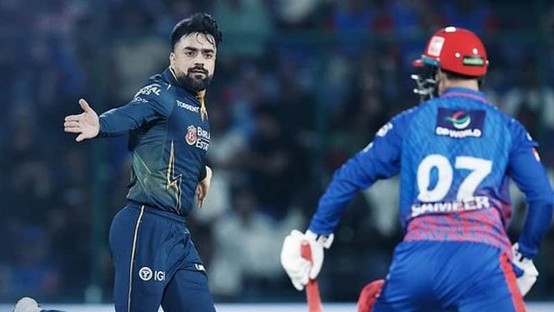 Rashid Khan dismisses Sameer Rizvi.