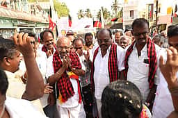 மக்கள் நலத் திட்டங்கள் தொடர திமுக கூட்டணி வெற்றிபெற வேண்டும்: தேமுதிக வேட்பாளா் மருத்துவா் வி.இளங்கோவன்.