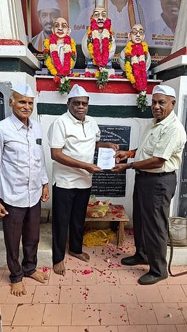 உப்பு சத்தியாகிரக யாத்திரை 96-ஆவது ஆண்டு விழா! நினைவு ஸ்தூபிக்கு மரியாதை!