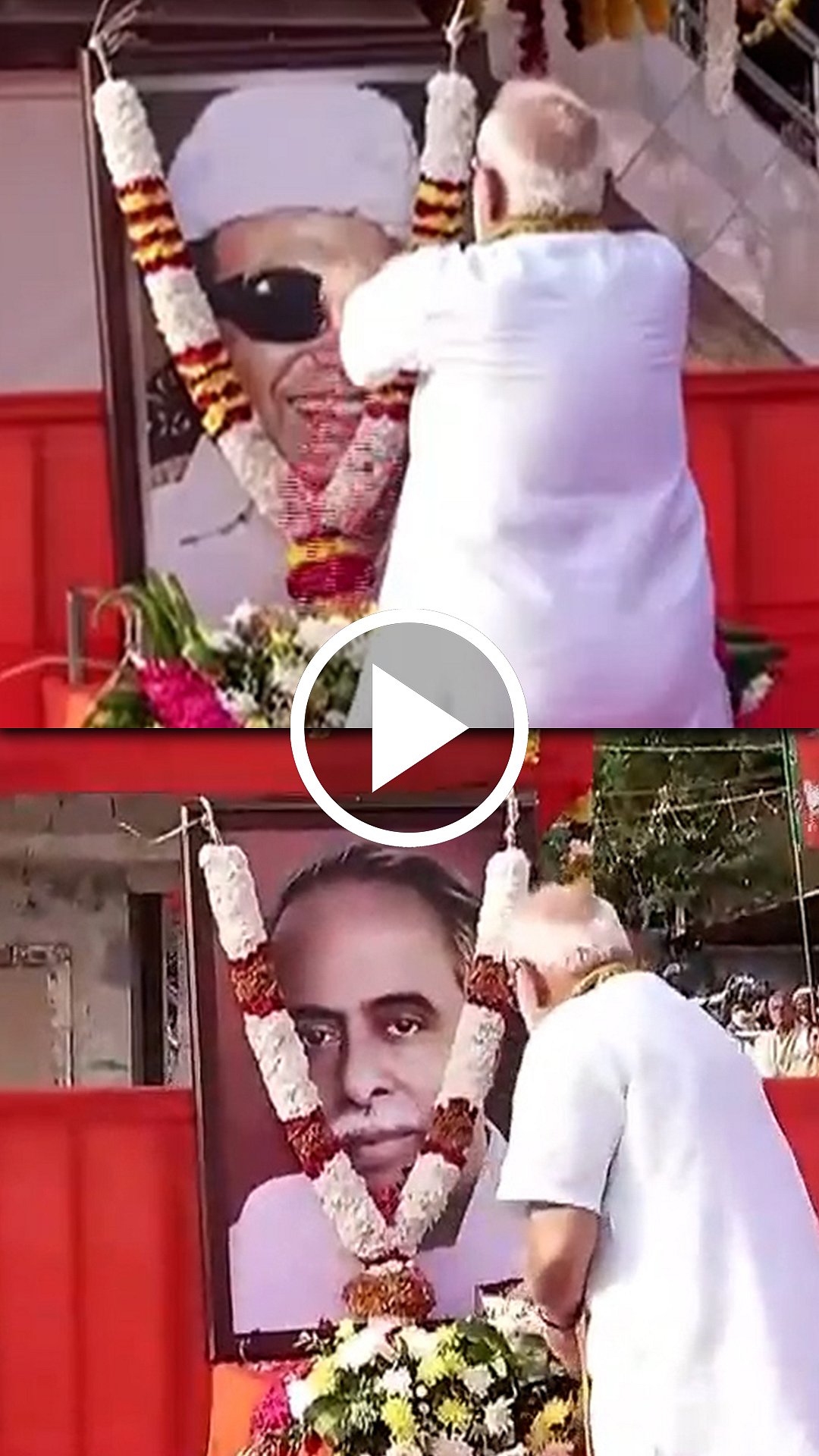 அறிஞர் அண்ணா, எம்.ஜி.ஆர் சிலைகளுக்கு மலர் தூவி மரியாதை செலுத்திய மோடி!