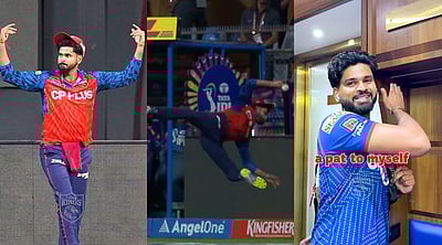 பிரமிக்கத்தக்கக் கூடிய கேட்ச்..! தன்னையே பாராட்டிக்கொண்ட ஸ்ரேயாஷ்! 