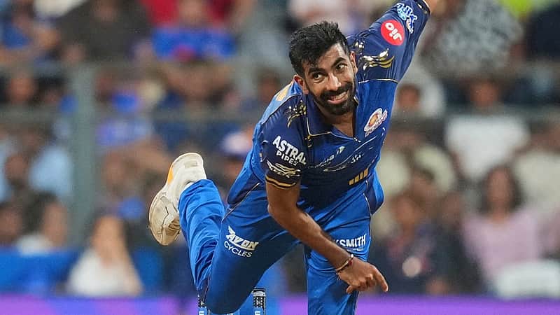 Mumbai Indians' Jasprit Bumrah bowls a delivery during the Indian Premier League cricket match between Mumbai Indians and Punjab Kings in Mumbai, India, Thursday, April 16, 2026. (AP Photo/Rafiq Maqbool)