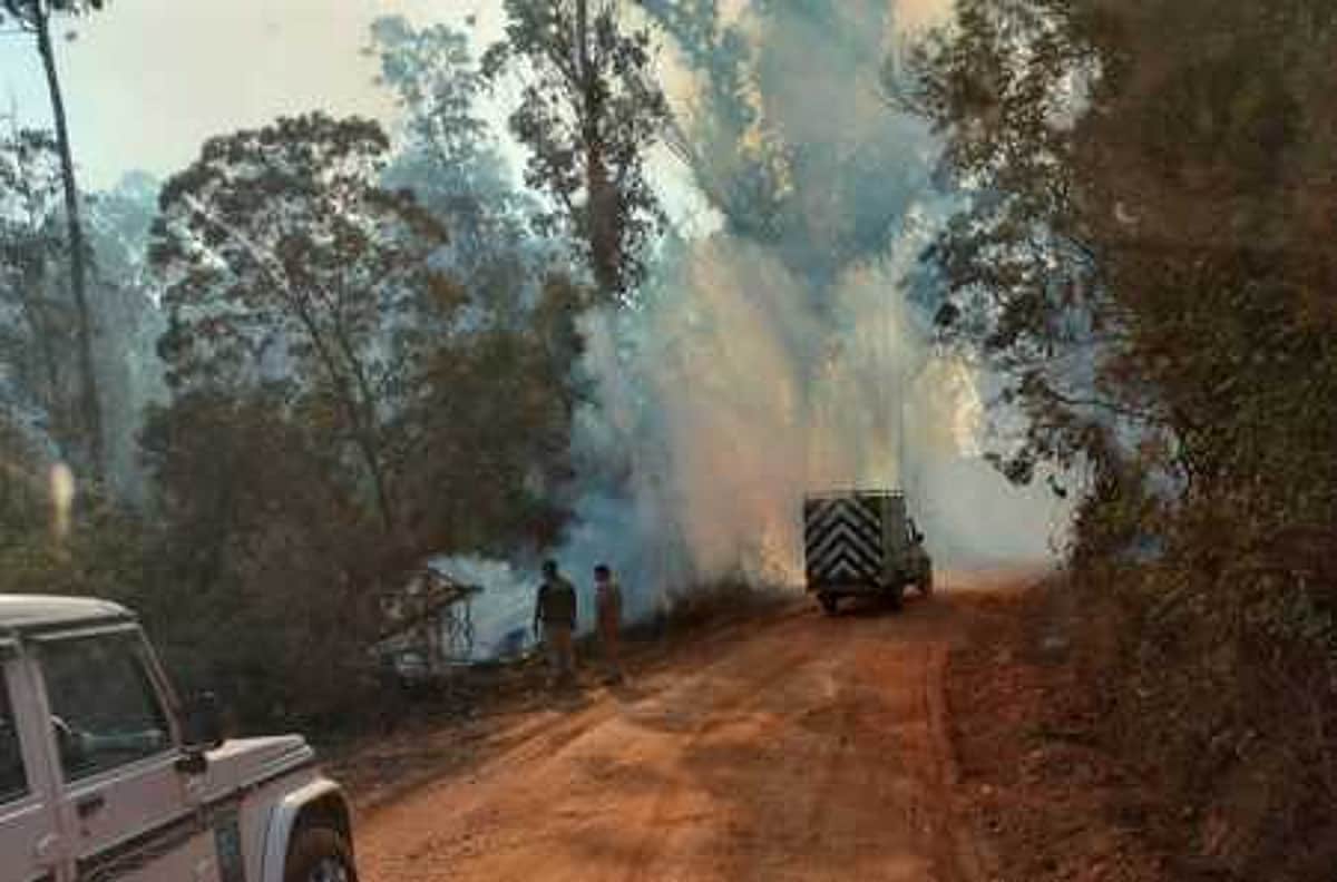 பாா்சன்ஸ்வேலி அணைப் பகுதியில் தொடா்ந்து எரியும் காட்டுத் தீ