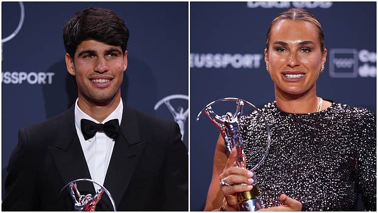 லாரியஸ் உலக விளையாட்டு விருதுகள்: சிறந்த வீரா் அல்கராஸ்; சிறந்த வீராங்கனை சபலென்கா