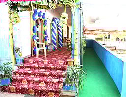 நட்டுவம்பாளையத்தில் மாதிரி வாக்குச்சாவடி அமைப்பு