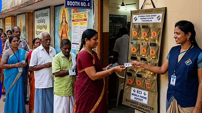 வாக்காளர் செல்போன்களை வைக்க சிறப்பு வசதி!