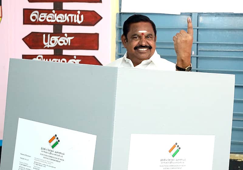 EPS Casts His Vote in Edappadi, Accompanied by His Family