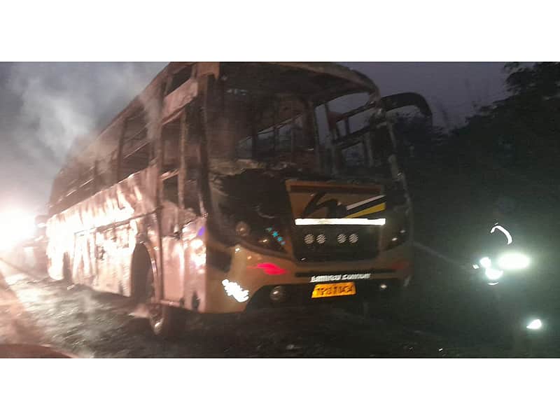 Telangana: Private bus catches fire in Medak, no casualties reported