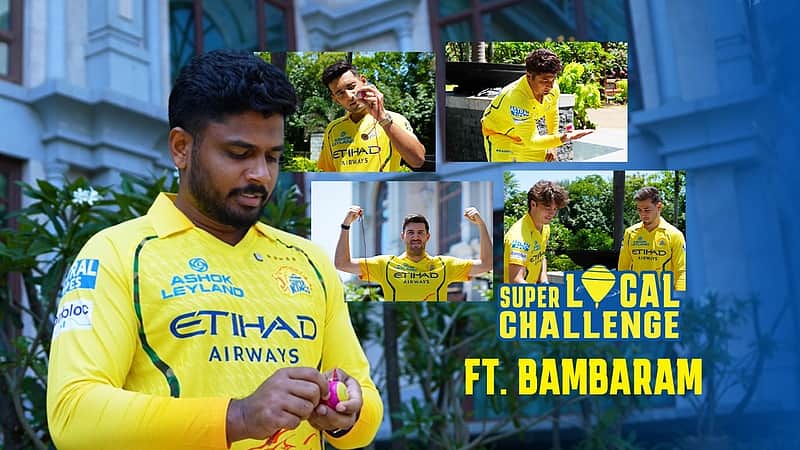 CSK players playing with spinning tops.