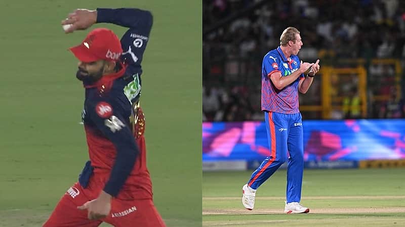 Virat Kohli, Kyle Jamieson after taking wickets.