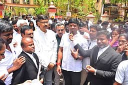 தவெக வழக்குரைஞா் அணியினா் 
கோவையில் கொண்டாட்டம்