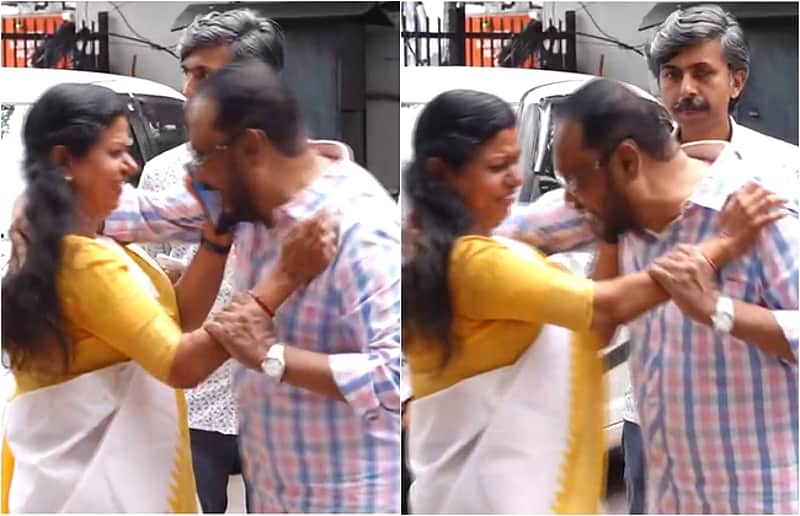 Congress Leader Cherian Philip Tries To Hug MLA Bindhu Krishna In Public