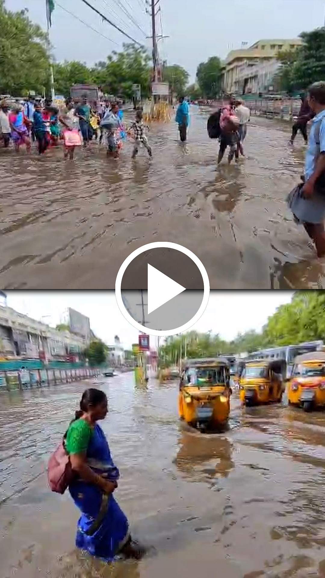 மழையால் ரயில் நிலையம் முன் தேங்கிய மழைநீர்! பயணிகள் அவதி!