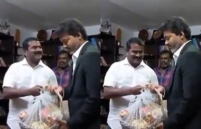 முதல்வர் விஜய்க்கு பழக்கூடை வழங்கி வாழ்த்திய சீமான்!