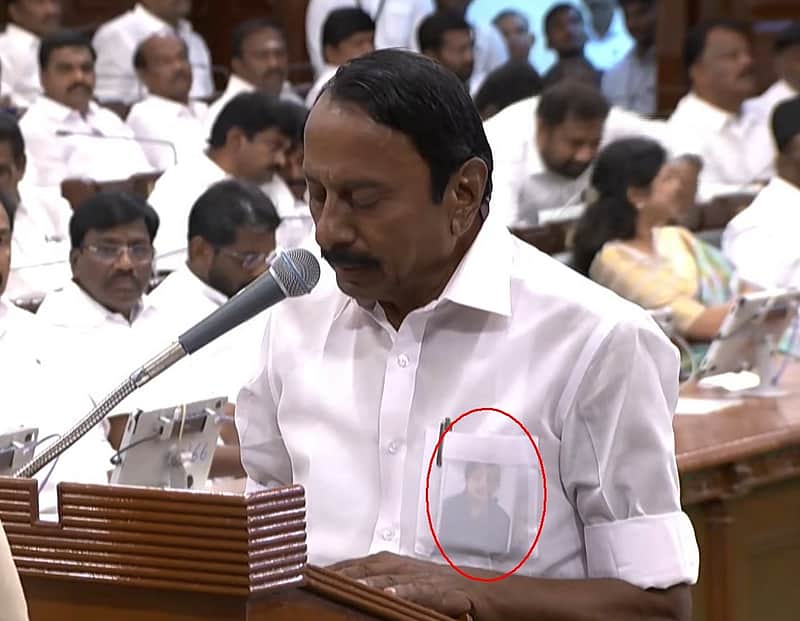 Sengottaiyan Assumes Office as MLA with Jayalalithaa Photo