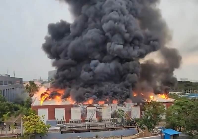A fire broke out at a private IT company located near Sholinganallur in Chennai
