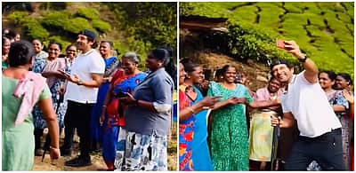 தேயிலைத் தோட்டத் தொழிலாளிகளுடன் பாடி மகிழ்ந்த விக்ரம்!