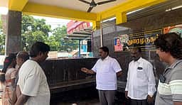 மாதனூா் பேருந்து நிறுத்தத்தில் 
ஒன்றியக்குழு தலைவா் ஆய்வு