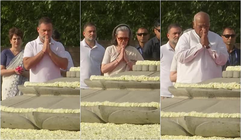 Rahul, Sonia, and Kharge paid tribute at the memorial of former Prime Minister Rajiv Gandhi on the occasion of his death anniversary.