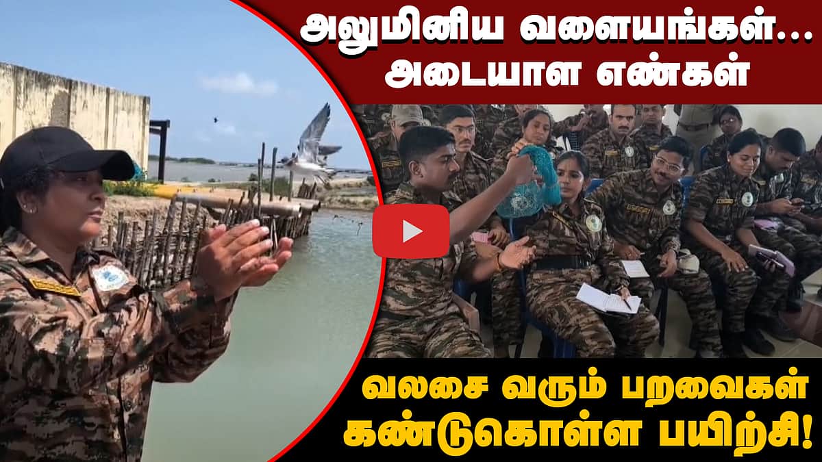 வலசை பறவைகள்... பயிற்சி பெற்ற வனத்துறையினர் | Kodiyakkarai Bird Sanctuary | Forest officers| Bird researcher