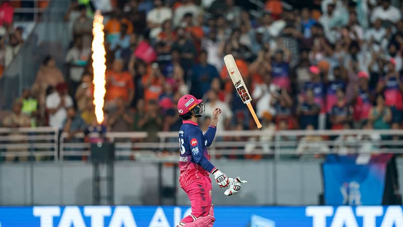Vaibhav Sooryavanshi departs after getting dismissed.