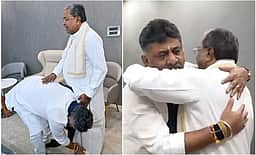சித்தராமையா காலில் விழுந்து ஆசி பெற்ற டி.கே. சிவக்குமார்!