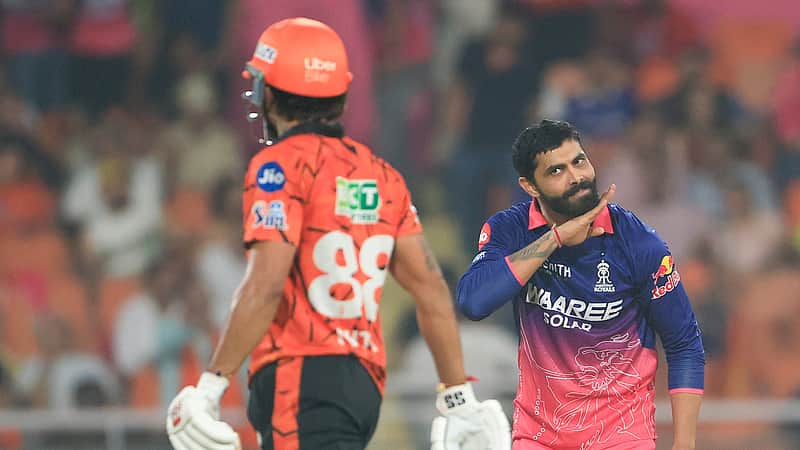 Jadeja, delighted after taking Nitish Kumar's wicket.