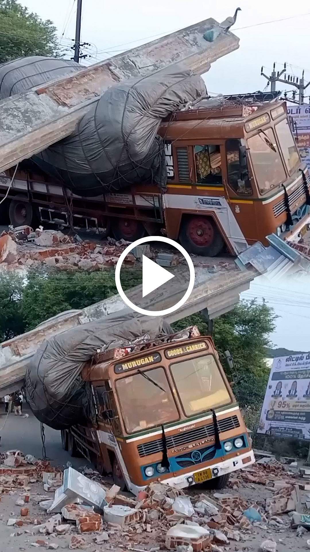 கோயில் நுழைவாயிலில் மோதிய லாரி! நல்வாய்ப்பாக உயிர்தப்பிய ஓட்டுநர்! | Perambalur