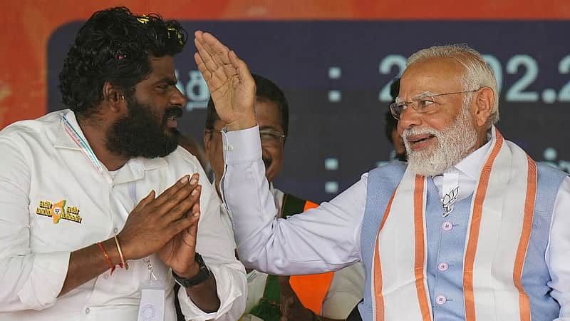 Annamalai with Prime Minister Modi.