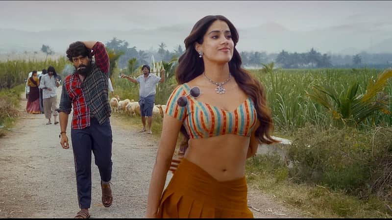 Janhvi Kapoor and Ram Charan in the movie Peddi.