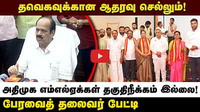 தவெகவுக்கான ஆதரவு செல்லும்! அதிமுக எம்எல்ஏக்கள் தகுதிநீக்கம் இல்லை! பேரவைத் தலைவர் பேட்டி