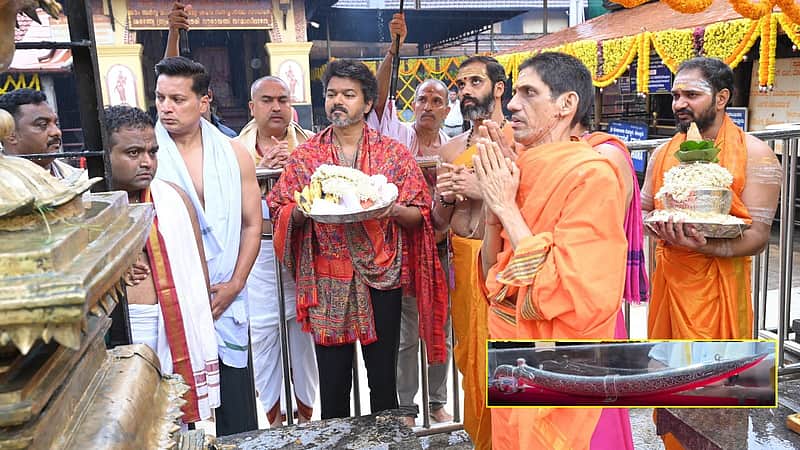 Chief Minister Vijay at the Kollur Mookambika Temple.