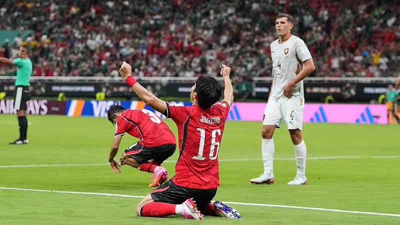 South Korea's Park Jin-seob reacts after defeating Czechia during the World Cup Group A soccer match in Zapopan, near Guadalajara, Mexico, Thursday, June 11, 2026. (AP Photo/Dolores Ochoa)