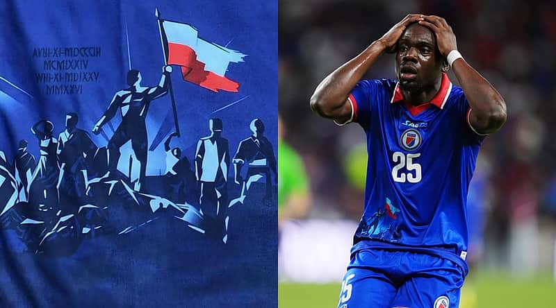Haiti midfielder Dominique Simon reacts following an unsuccessful scoring attempt during the second half of an international friendly soccer match against Peru, Friday, June 5, 2026, in Miami. (AP Photo/Rebecca Blackwell)