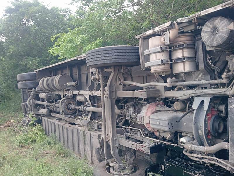 Express bus overturns into roadside ditch near Ulundurpet