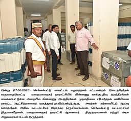 மின்னணு இயந்திரங்கள் முதல்நிலை சரிபாா்ப்பு பணி: ஆட்சியா் ஆய்வு