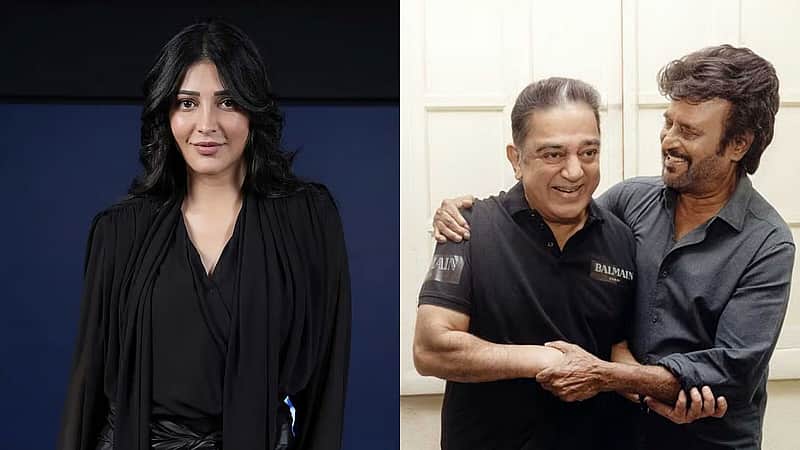 actors rajinikanth, shruti haasan, kamal haasan