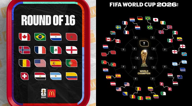 Flags of the 16 nations that qualified for the round preceding the quarter-finals.