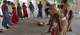கோயிலில் தீ தடுப்பு ஒத்திகை